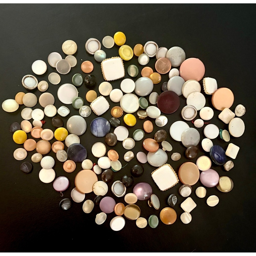 Vintage Mixed Shank Button Lot Many Colors Shapes Pearlescent Craft Sewing 100+